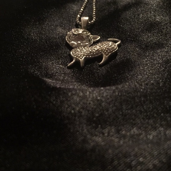 Silver Cat Pendant Necklace Accented with Diamonds - Picture 7 of 9